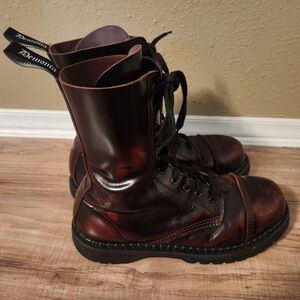 Demonia Mens Red Black Burgundy Gothic Combat Lace Boots Size 10
